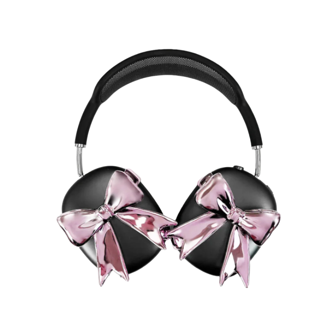 airpods cover, airpods max cover, bow, silver, pink, xtended identity