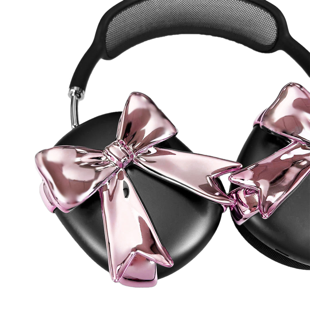 airpods cover, airpods max cover, bow, silver, pink, xtended identity