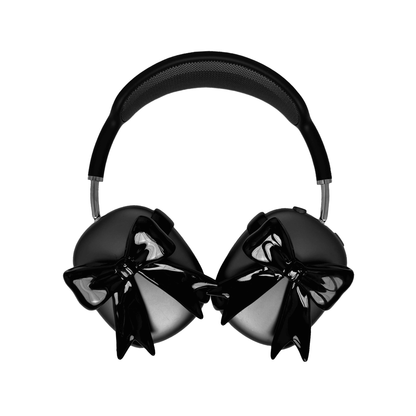 Black & White Ribbon AirPods Max Cover with elegant bow design made from eco-friendly SLA material, offering a stylish and modern look, perfectly compatible with AirPods Max.