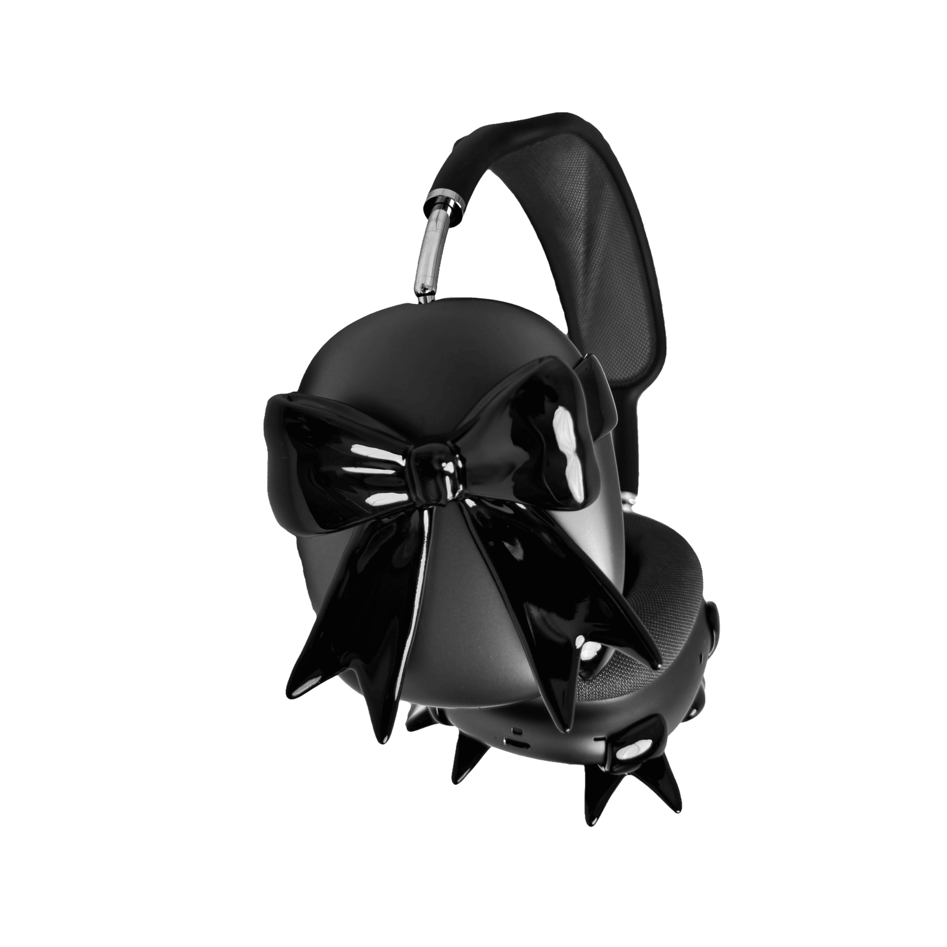 Black & White Ribbon AirPods Max Cover with elegant bow design made from eco-friendly SLA material, offering a stylish and modern look, perfectly compatible with AirPods Max.