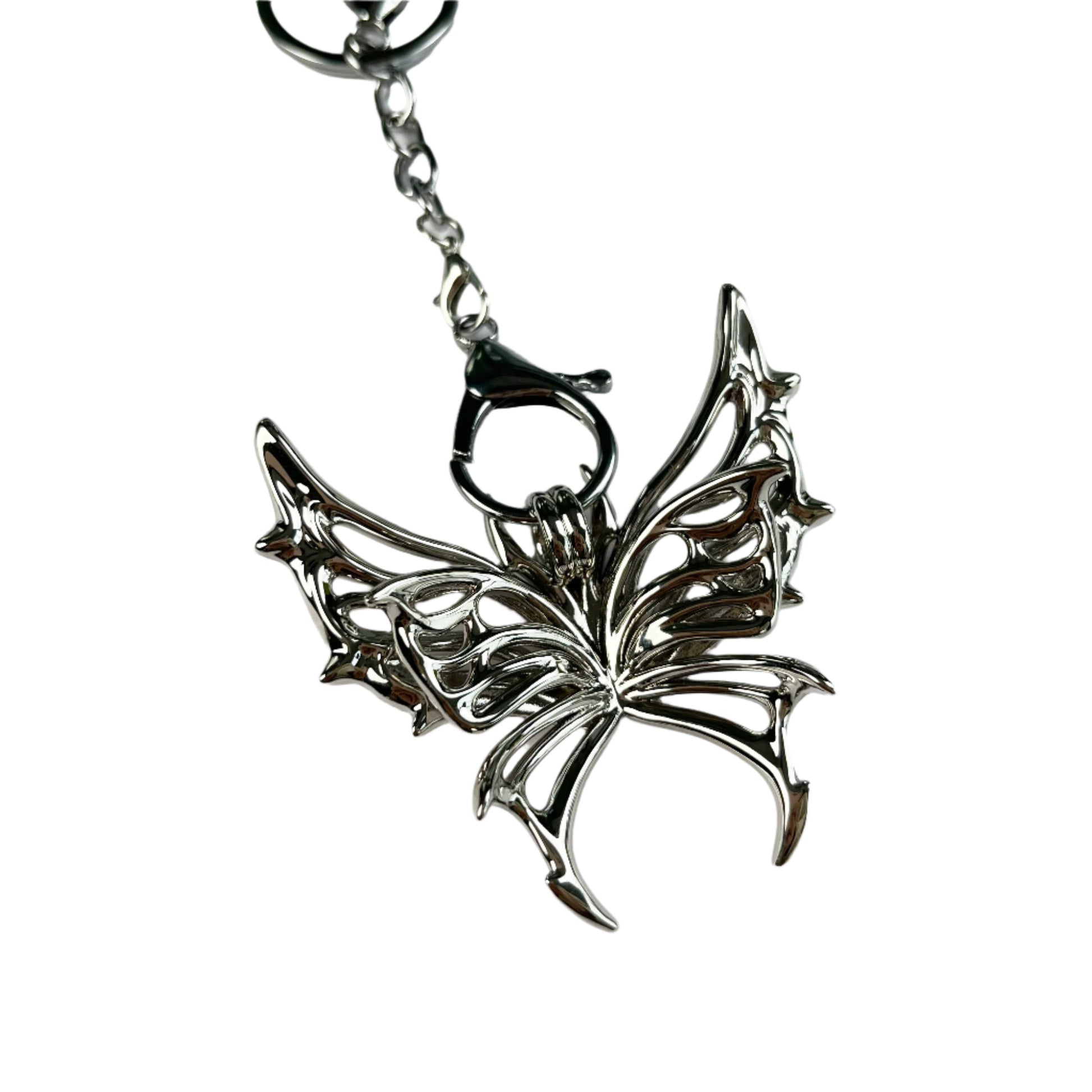 bag charm, butterfly, silver, xtended identity