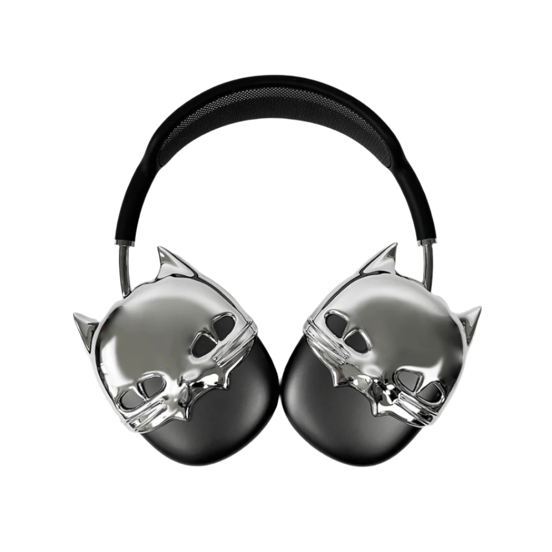 airpods cover, airpods max cover, cat face, silver, white, black, xtended identity, 3D printing