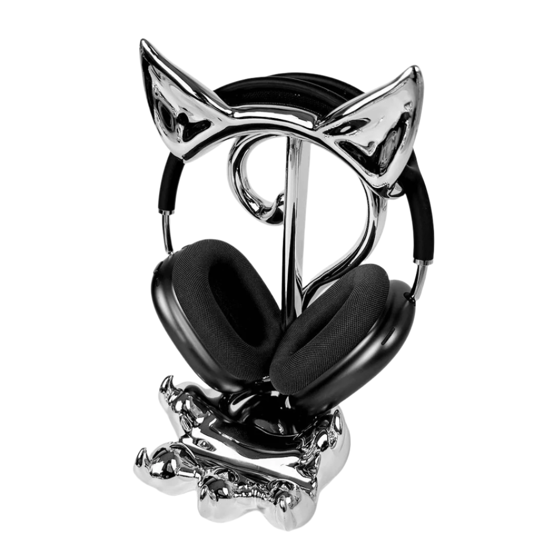 airpods max stand, cat, silver, xtended identity