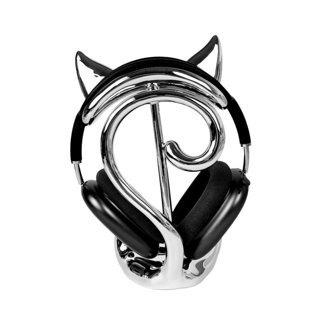 airpods max stand, cat, silver, xtended identity
