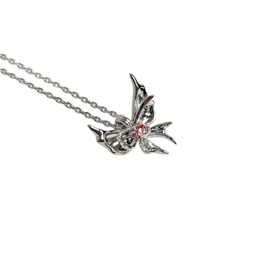 necklace, chrysalid butterfly, white, blue, purple, pink, green, gold, xtended identity