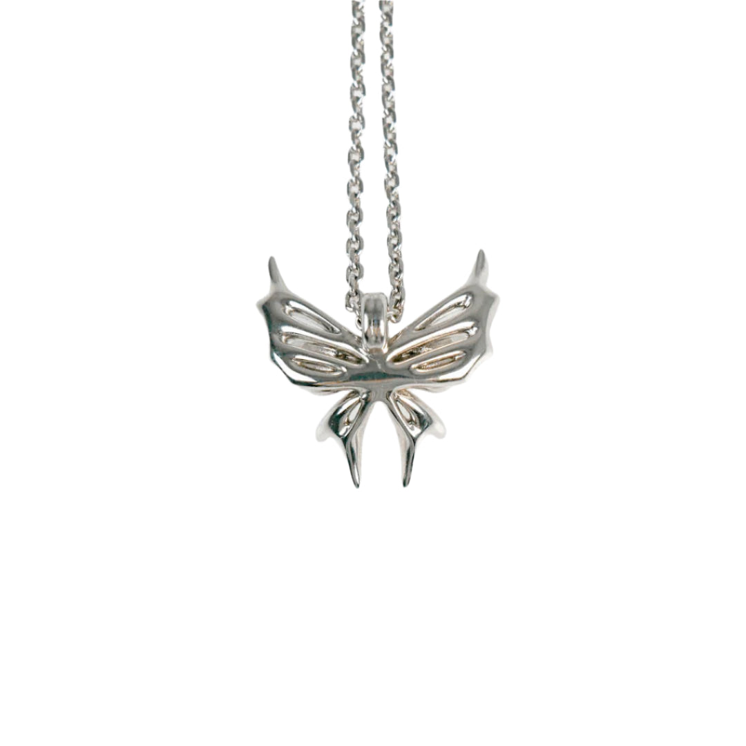 necklace, chrysalid butterfly, white, blue, purple, pink, green, gold, xtended identity