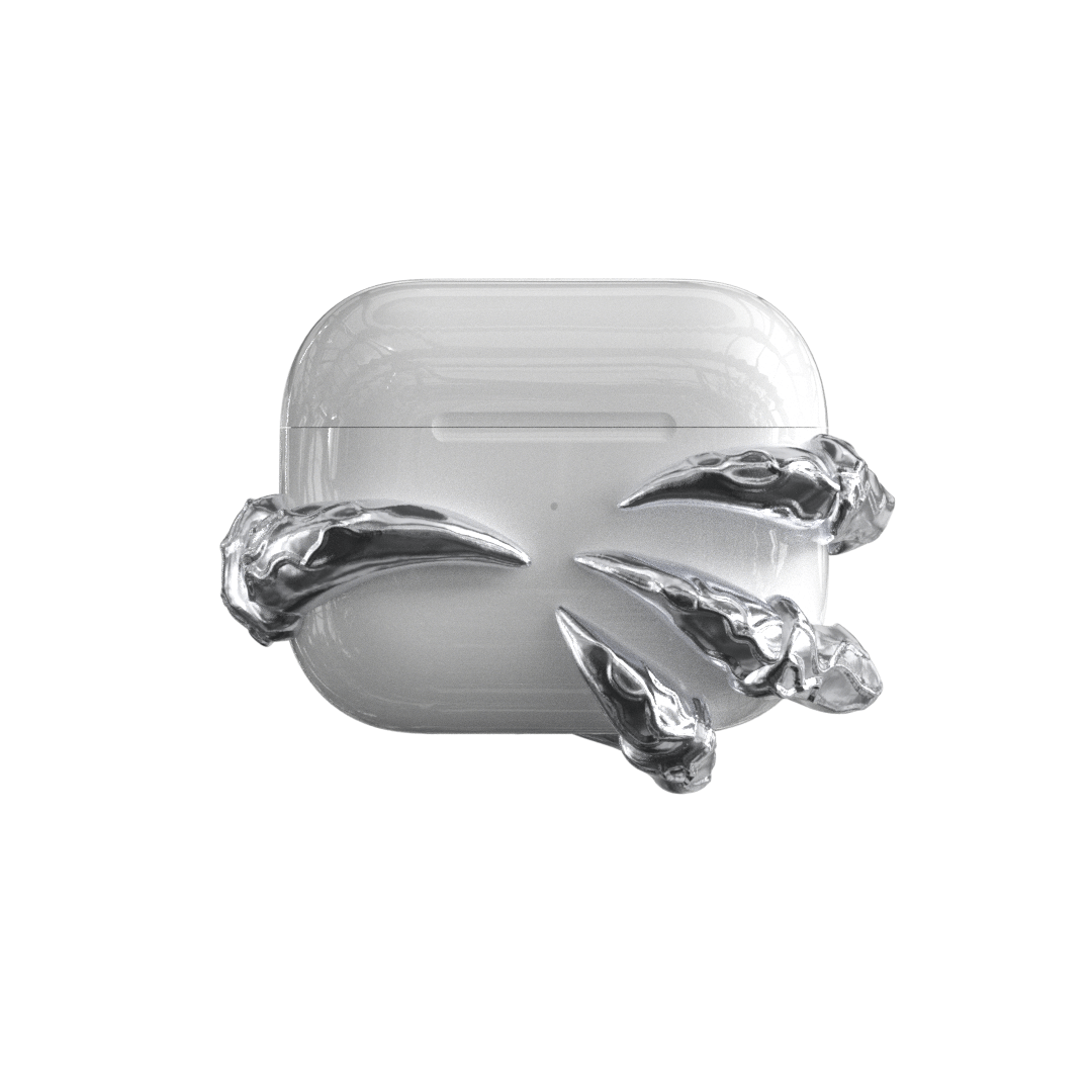 airpods cover, claw, silver, xtended identity, 3D printing