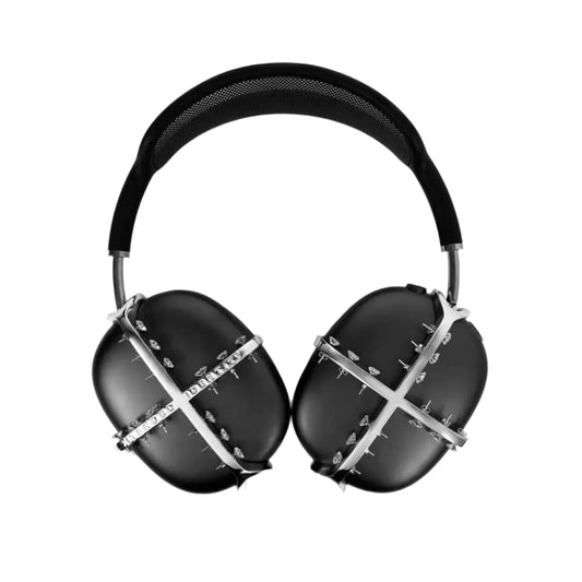 airpods cover, airpods max cover, cross, studded, silver, xtended identity