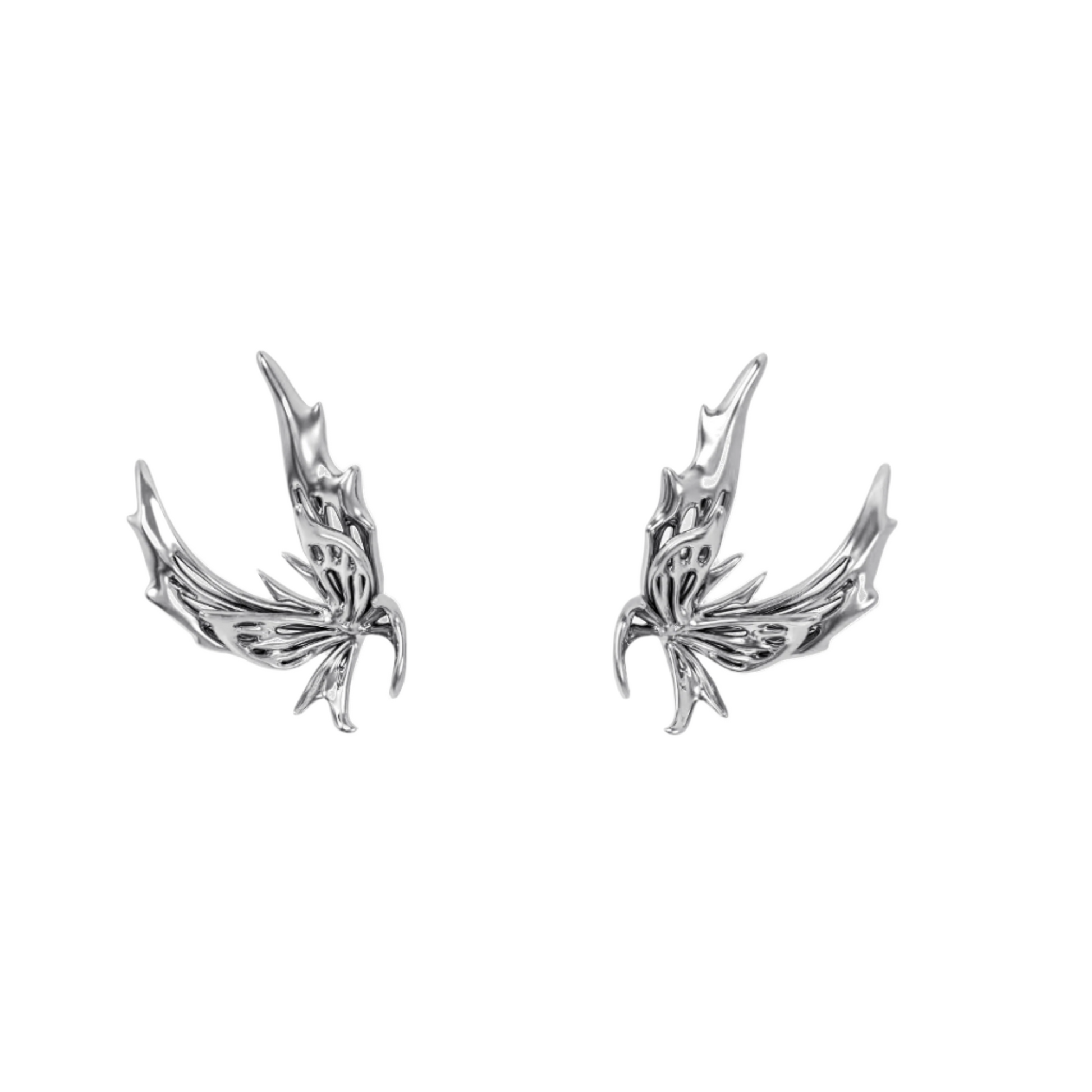 earrings, flutter, stud, silver, xtended identity