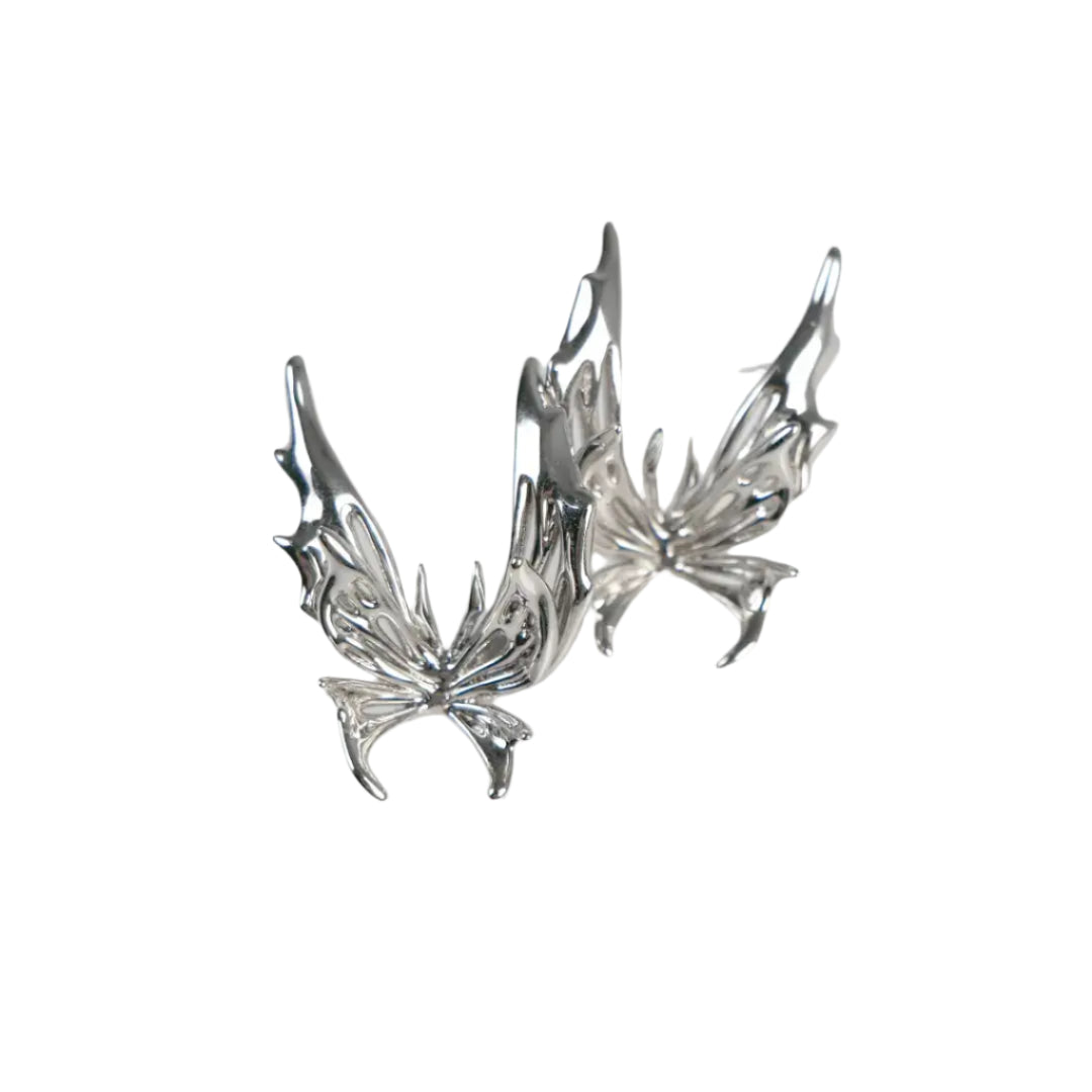 earrings, flutter, stud, silver, xtended identity