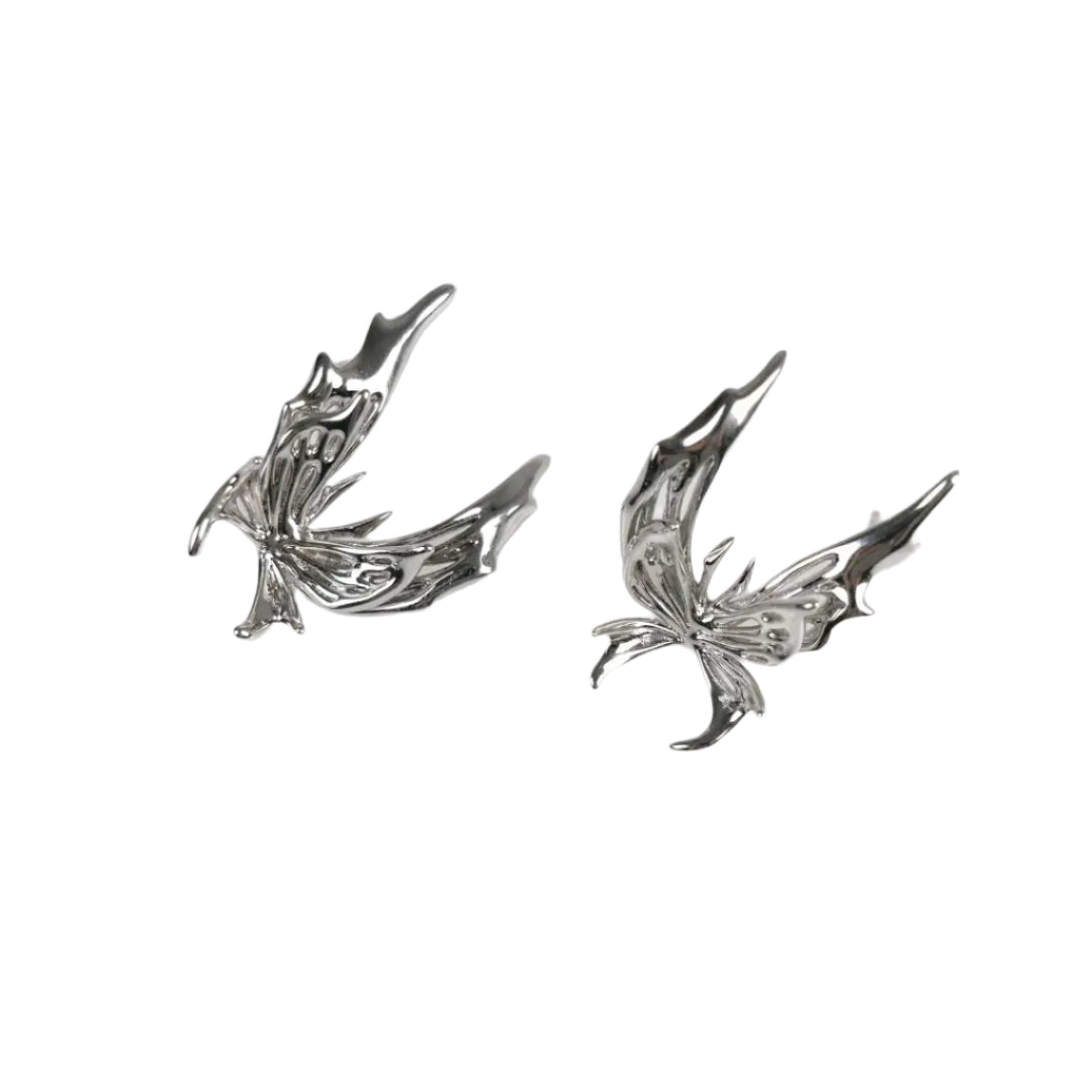 earrings, flutter, stud, silver, xtended identity