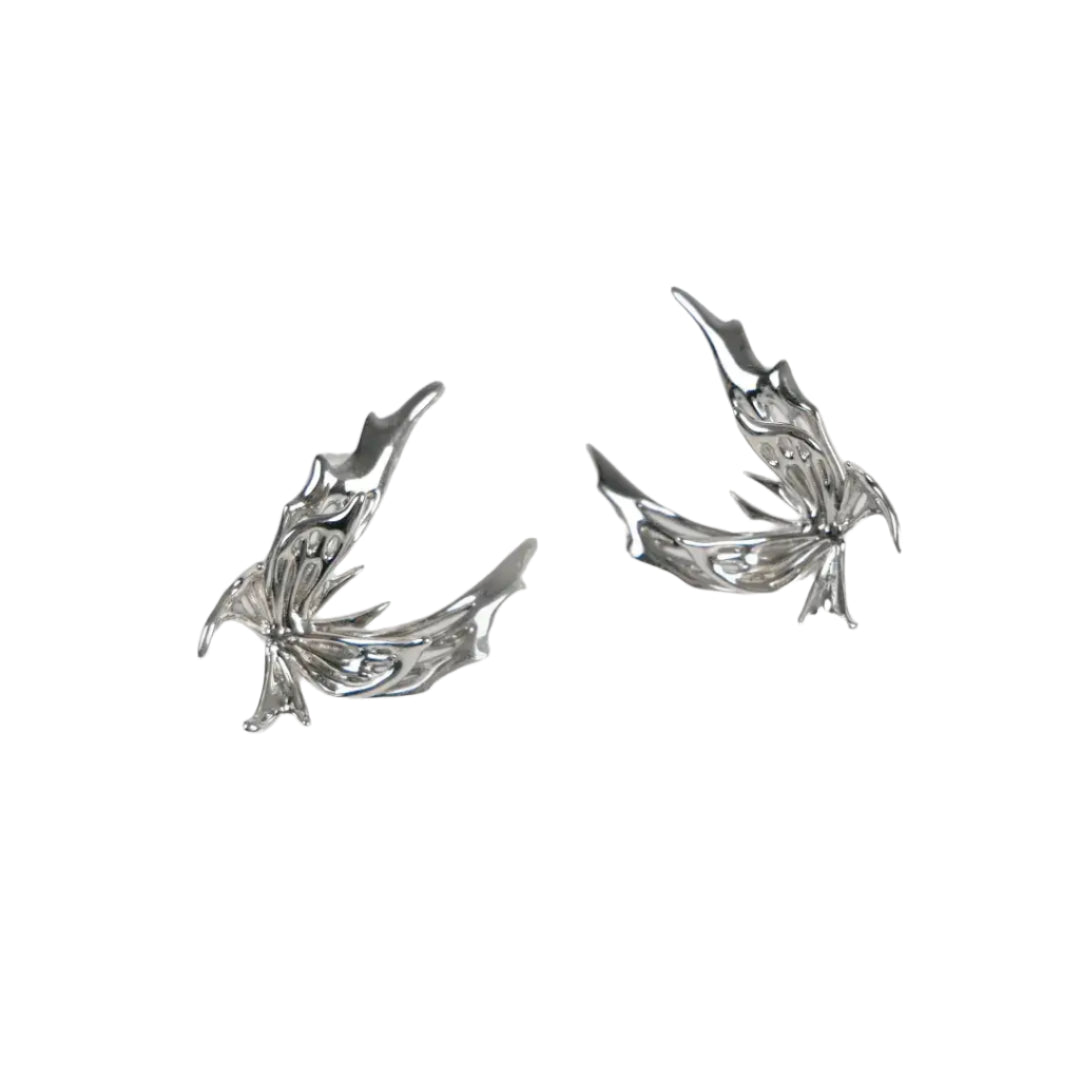 earrings, flutter, stud, silver, xtended identity