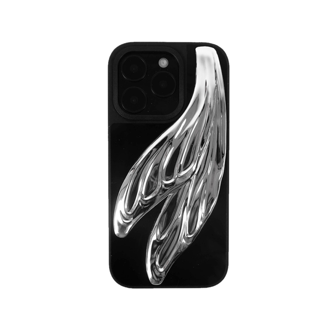 iphone case, flutter wing, silver, black, xtended identity