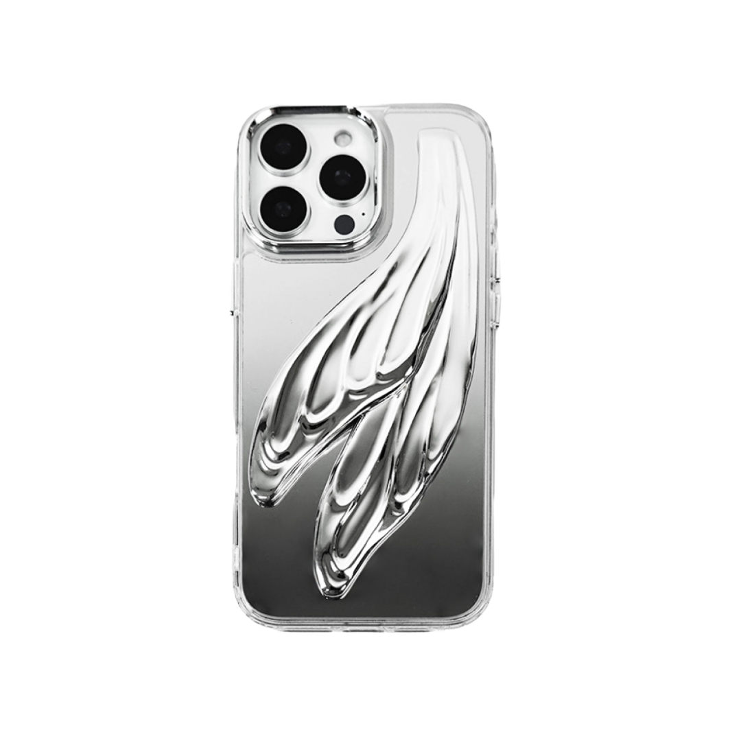 iphone case, flutter wing, silver, black, xtended identity