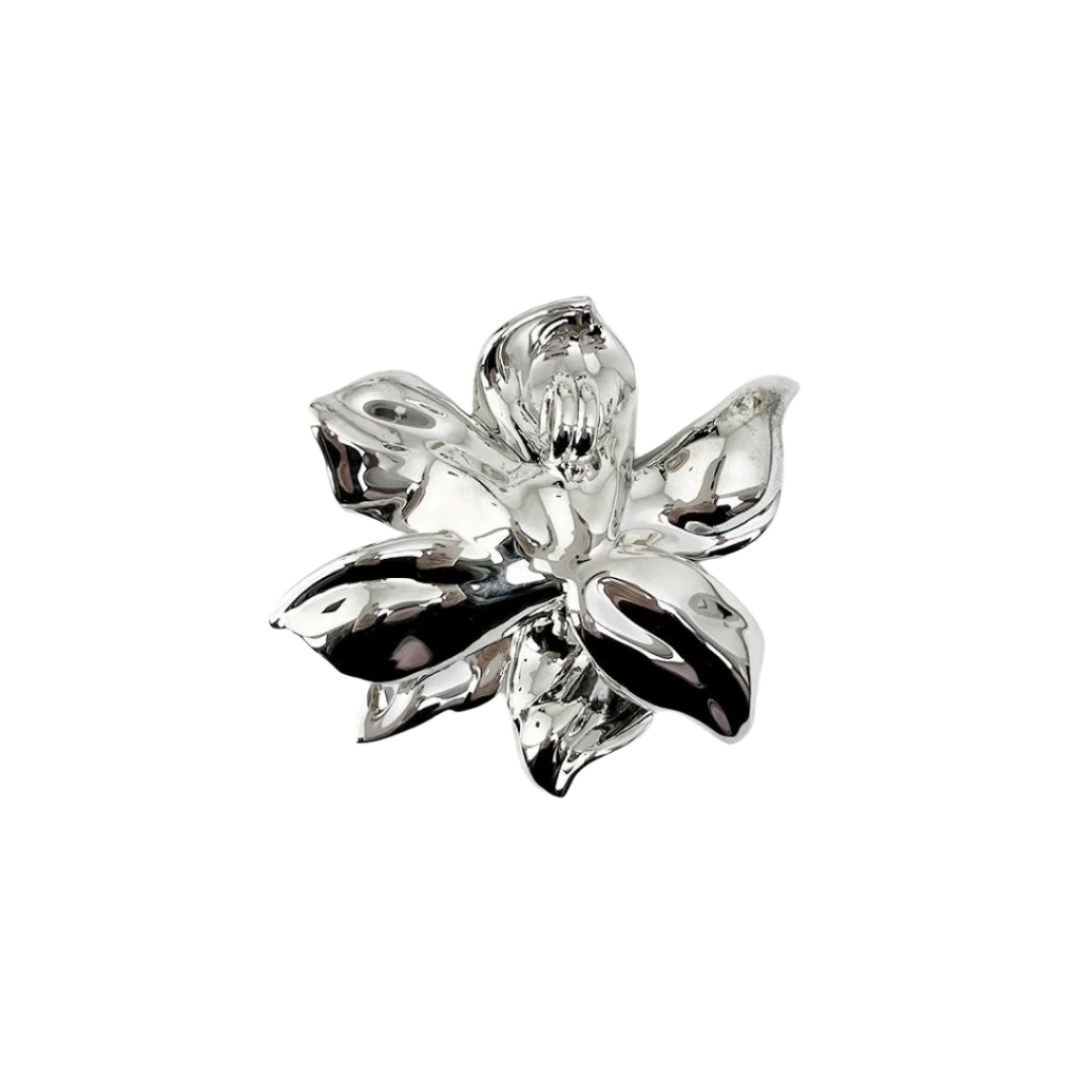 bag charm, gardenia, flower, silver, xtended identity