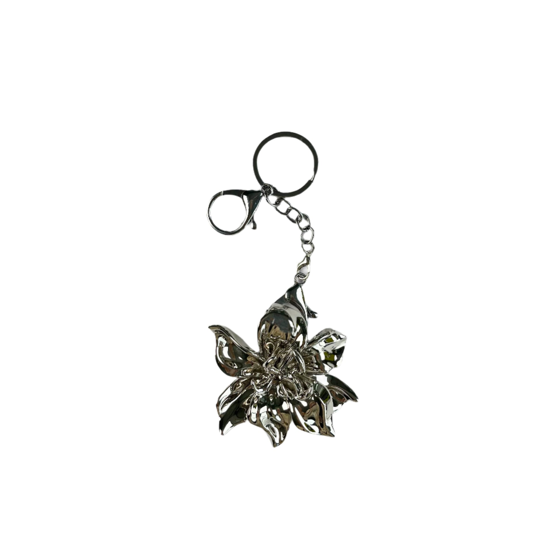 bag charm, gardenia, flower, silver, xtended identity