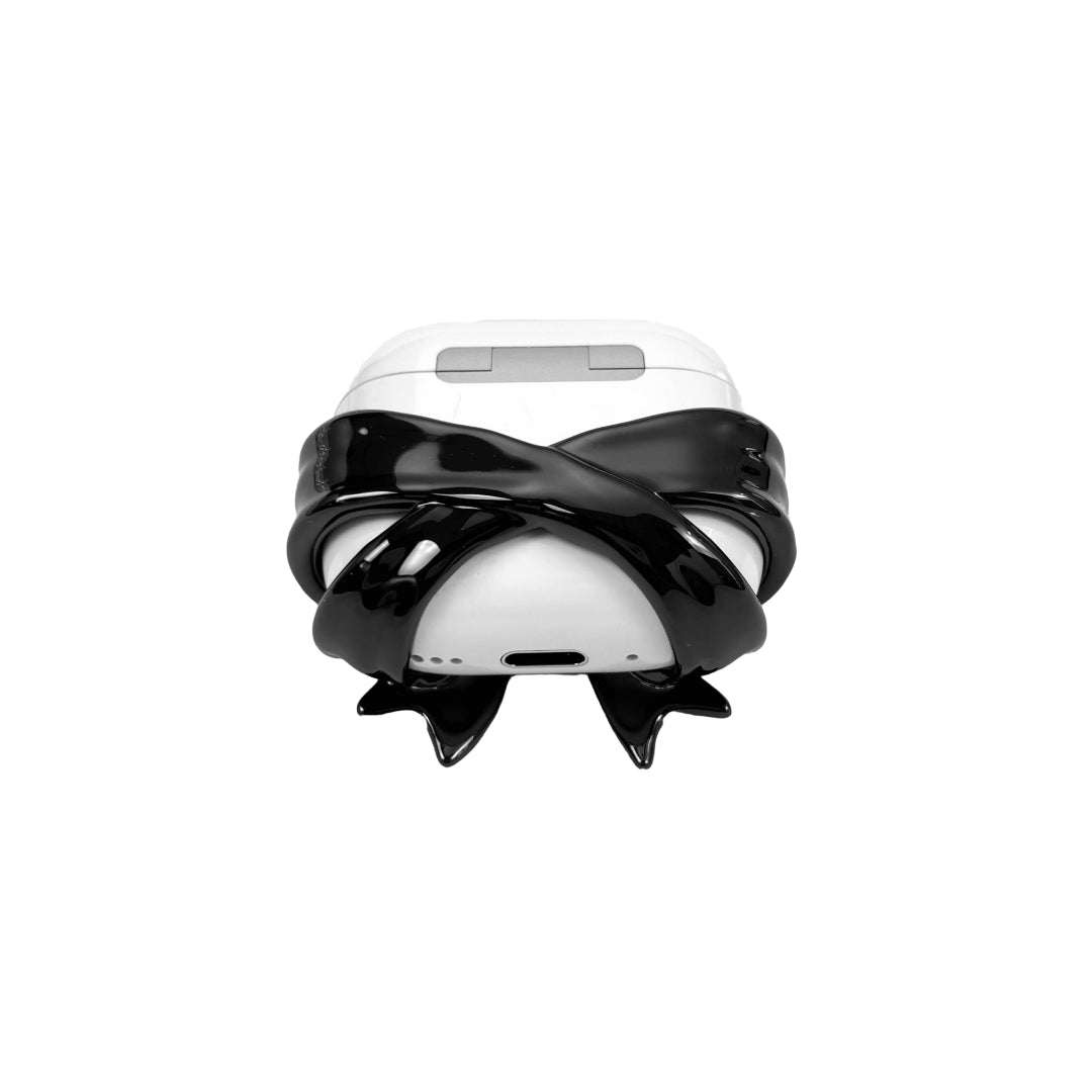 UK発【XTENDED iDENTiTY】GEM BOW AiRPODS リボン ケース カバー ピンクのリボンジュエル AirPods ケース | シックで保護力のある