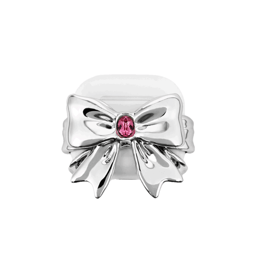 airpods cover, gem, bow, pink, silver, xtended identity