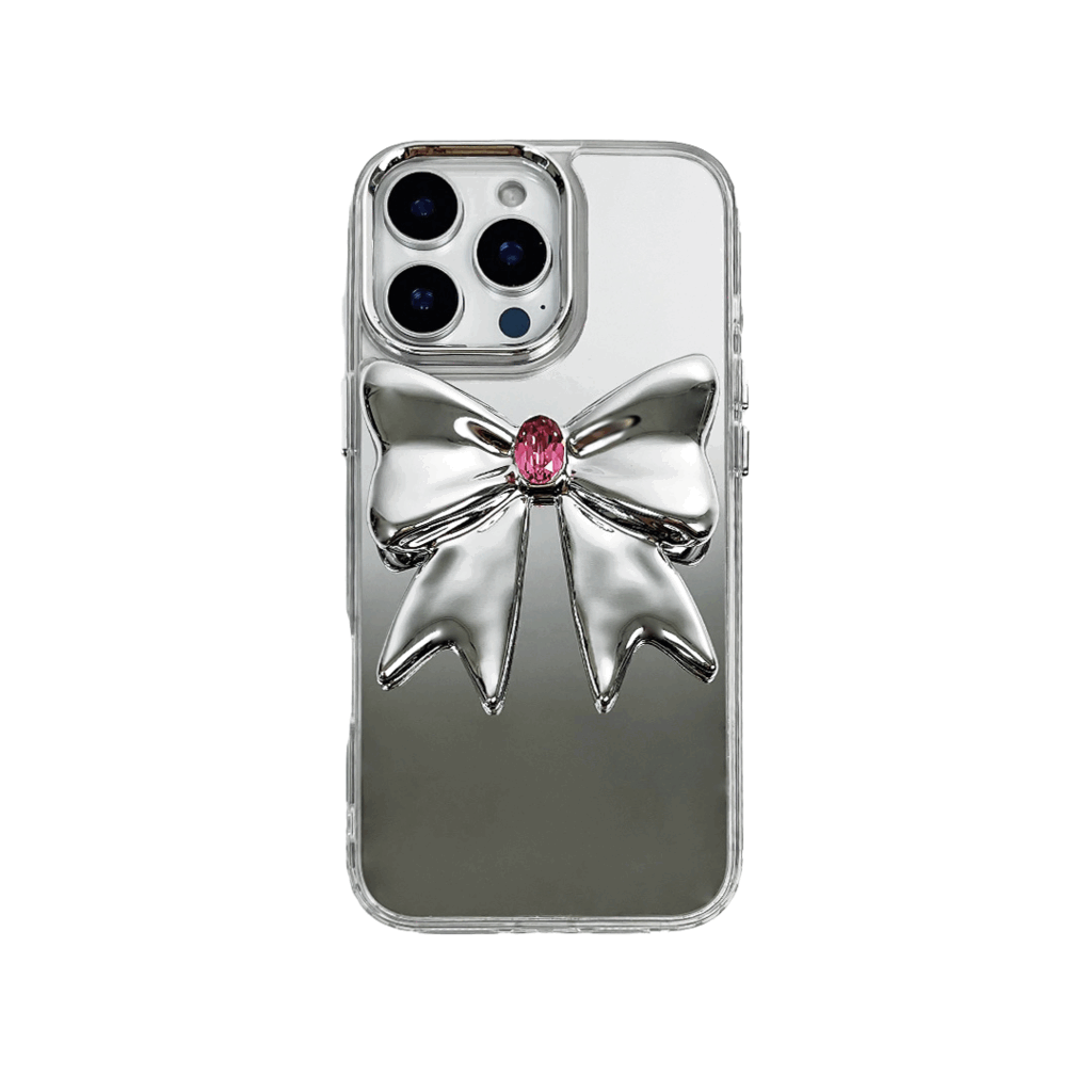iphone case, gem, bow, pink, silver, xtended identity