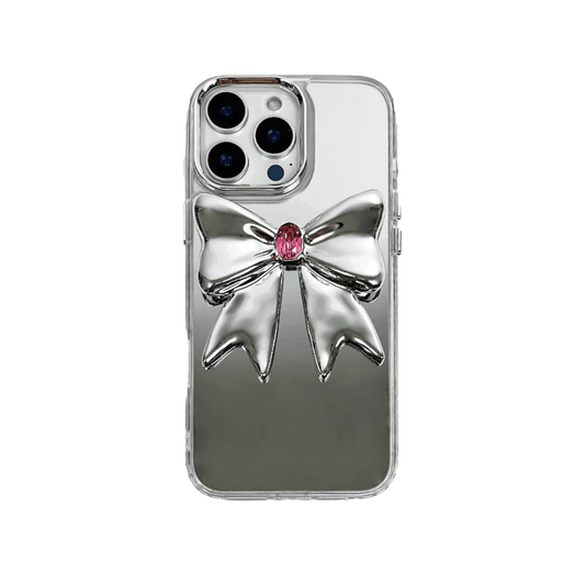 iphone case, gem, bow, pink, silver, xtended identity
