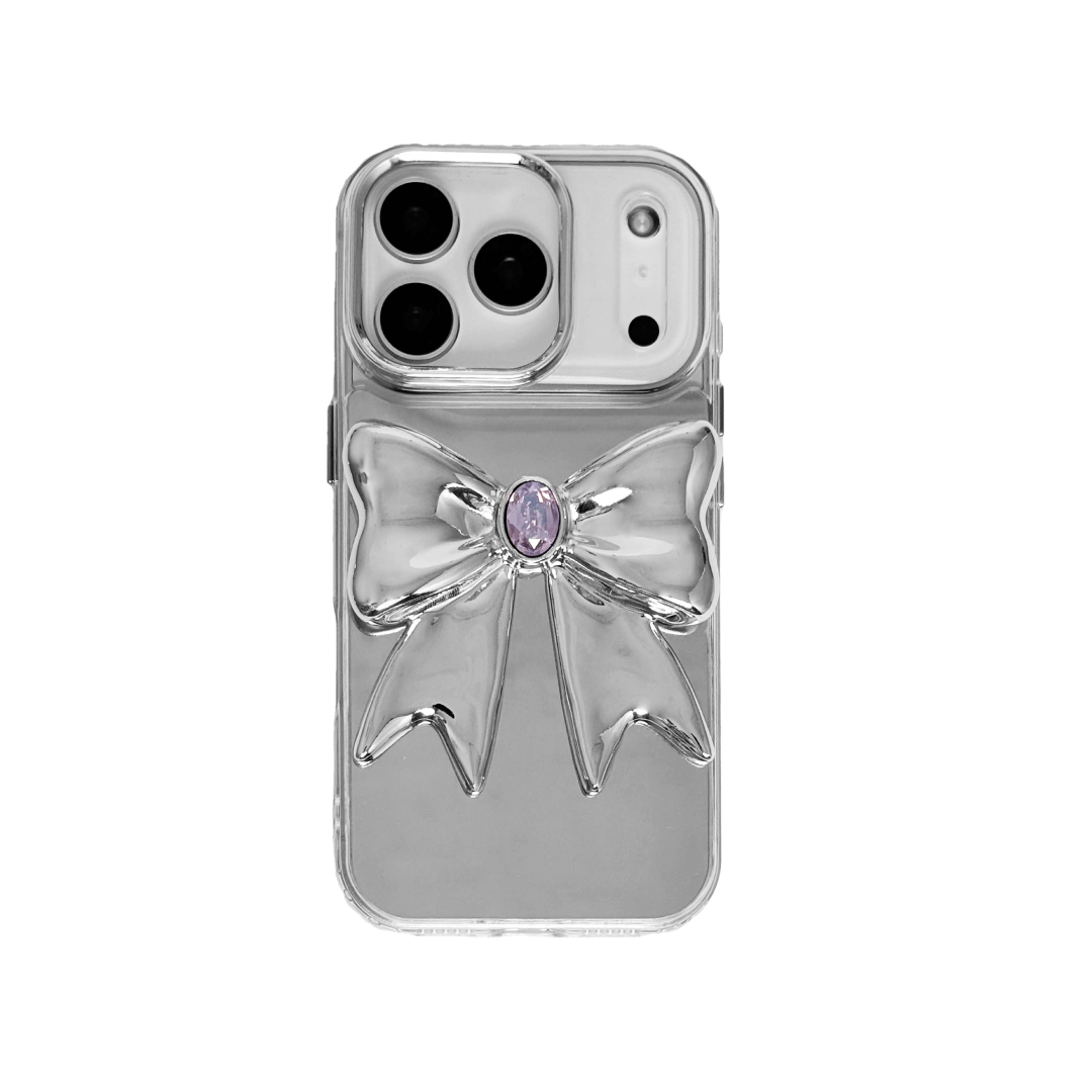 iphone case, gem, bow, purple, silver, xtended identity