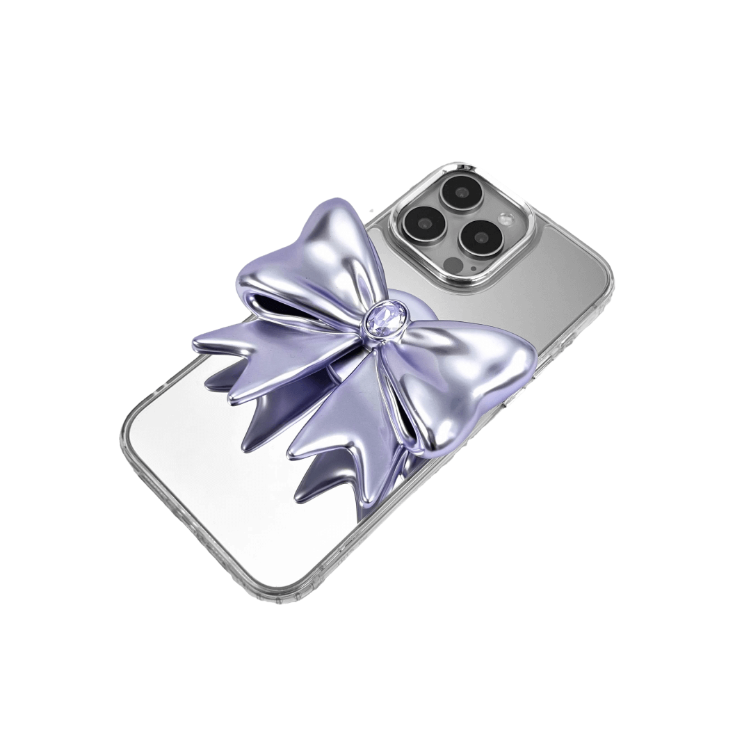 iphone grip, gem, bow, purple, silver, xtended identity