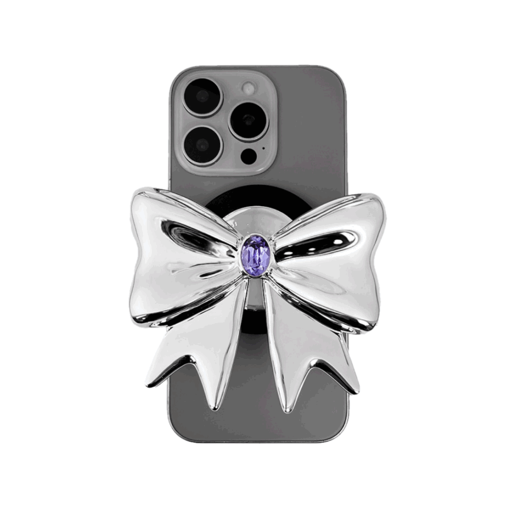 iphone grip, gem, bow, purple, silver, xtended identity