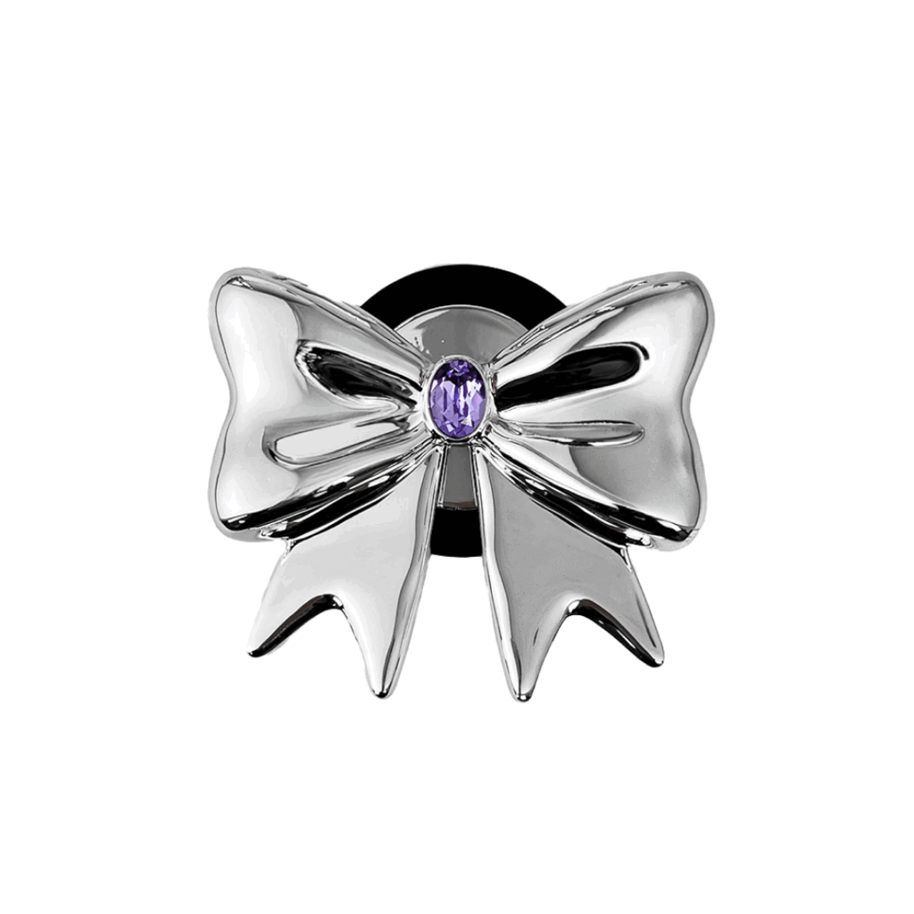 iphone grip, gem, bow, purple, silver, xtended identity