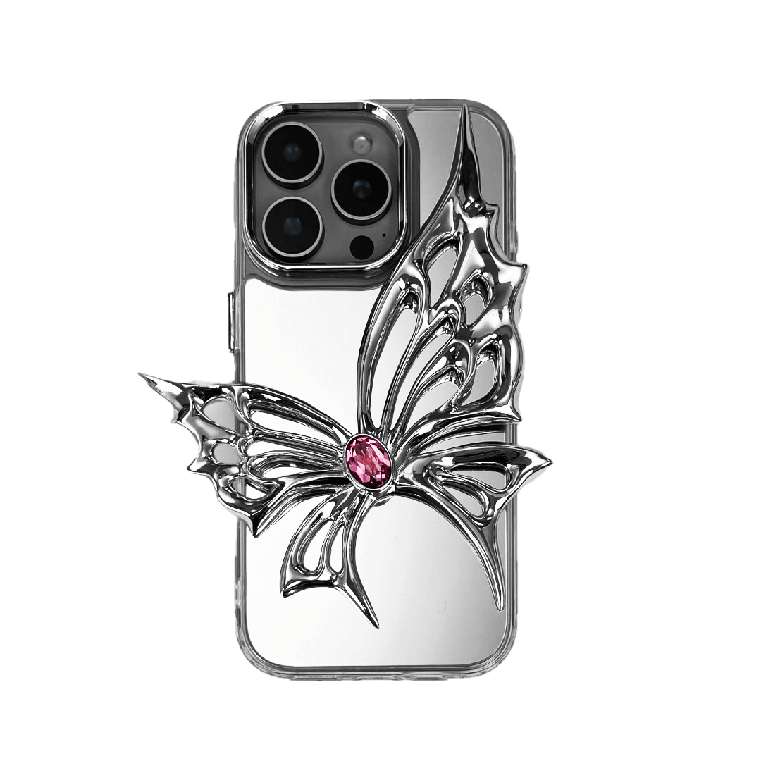 iphone cases, gem, butterfly, pink, silver, xtended identity