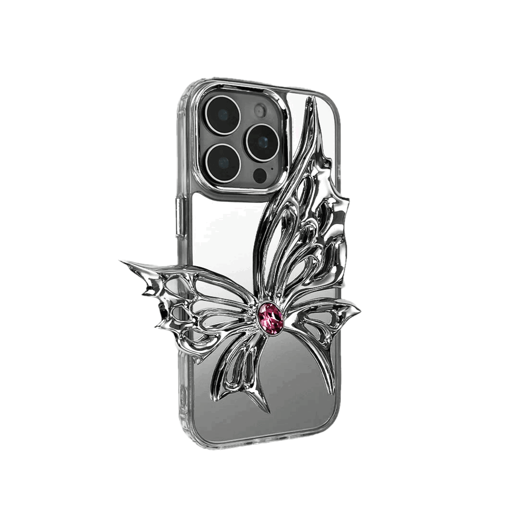 iphone cases, gem, butterfly, pink, silver, xtended identity