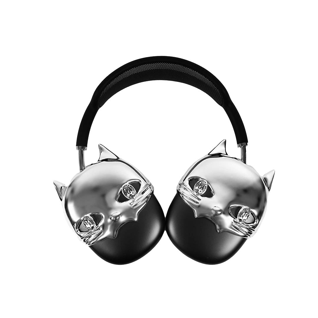 airpods cover, airpods max cover, gem, cat face, silver, pink, purple, black, blue, green, gold, xtended identity, 3D printing