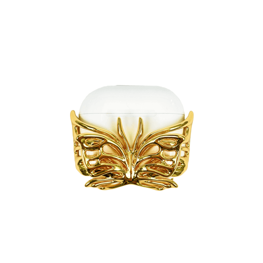 airpods cover, butterfly, sliver, gold, xtended identity: Luxurious 18K gold plated butterfly wing-shaped AirPods case cover, featuring a high-gloss molten gold finish with intricate wing detailing, avant-garde fairycore tech accessory.
豪華な18K金メッキを施した、蝶の羽型AirPodsケースカバー。繊细な羽のディテールと、艶やかな溶融ゴールド仕上げ。未来的なフェアリーコアデザイン。