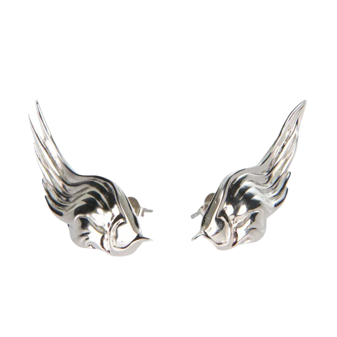 earrings, wing, silver, xtended identity
