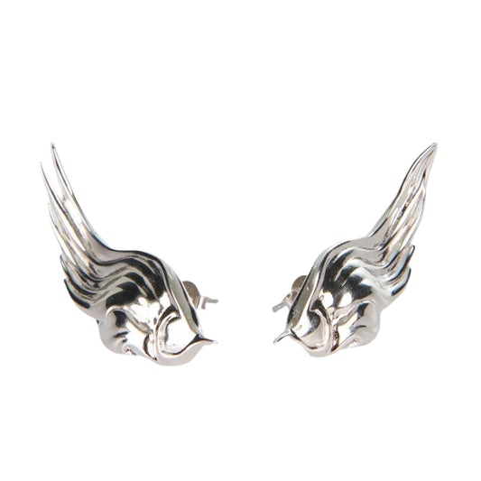 earrings, wing, silver, xtended identity