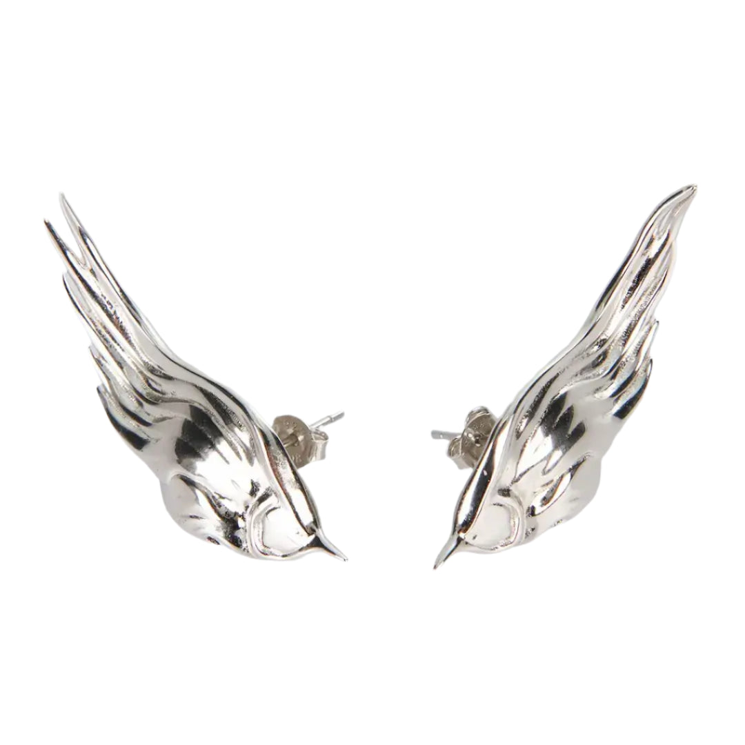 earrings, wing, silver, xtended identity