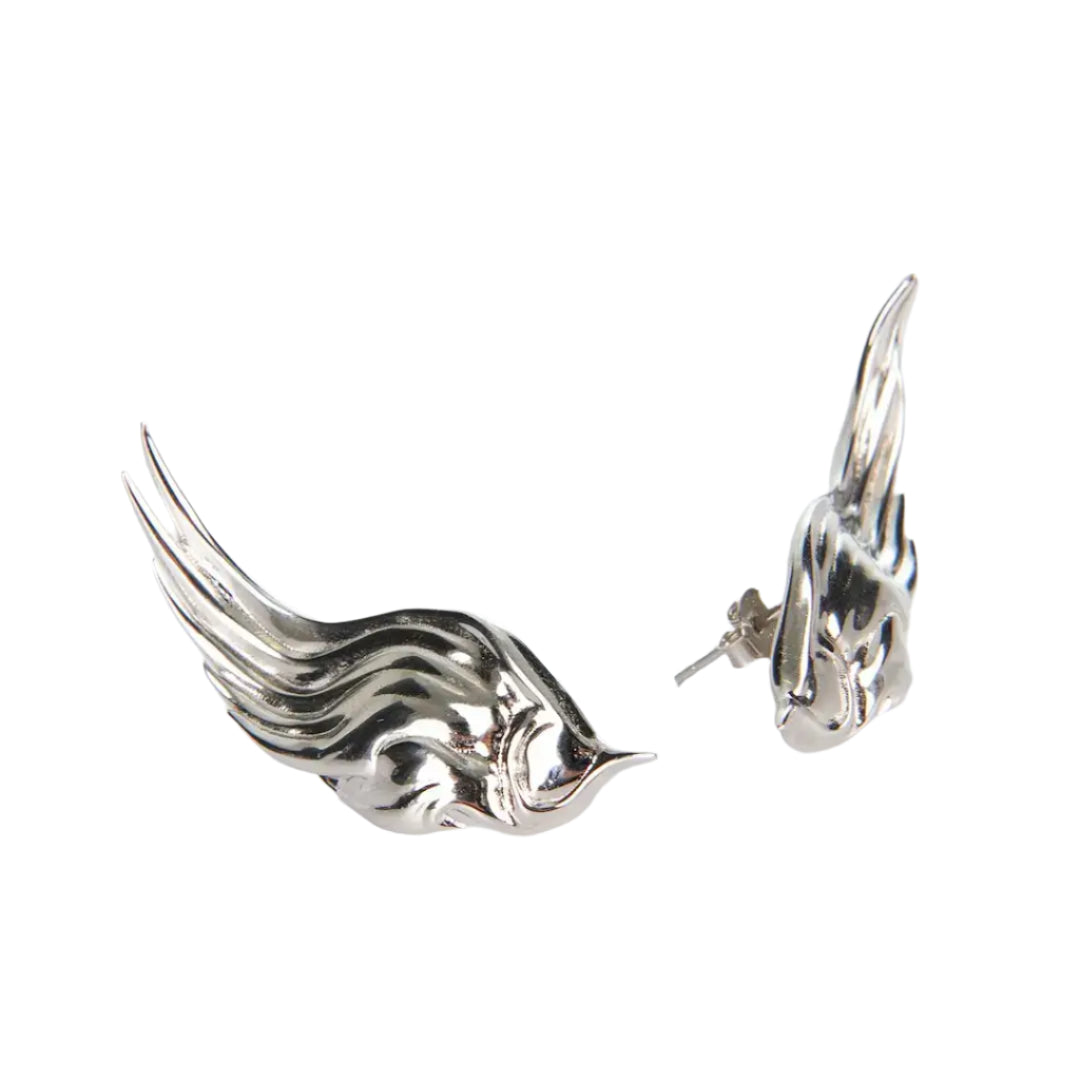 earrings, wing, silver, xtended identity