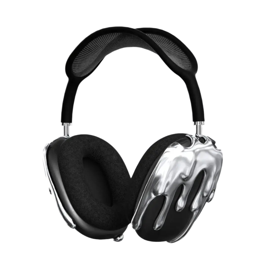 airpods cover, airpods max cover, melted, silver, black, xtended identity
