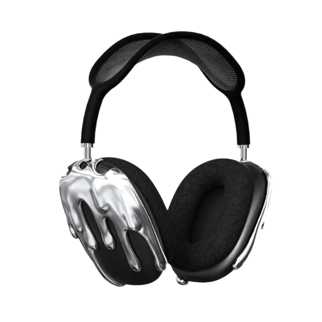 airpods cover, airpods max cover, melted, silver, black, xtended identity