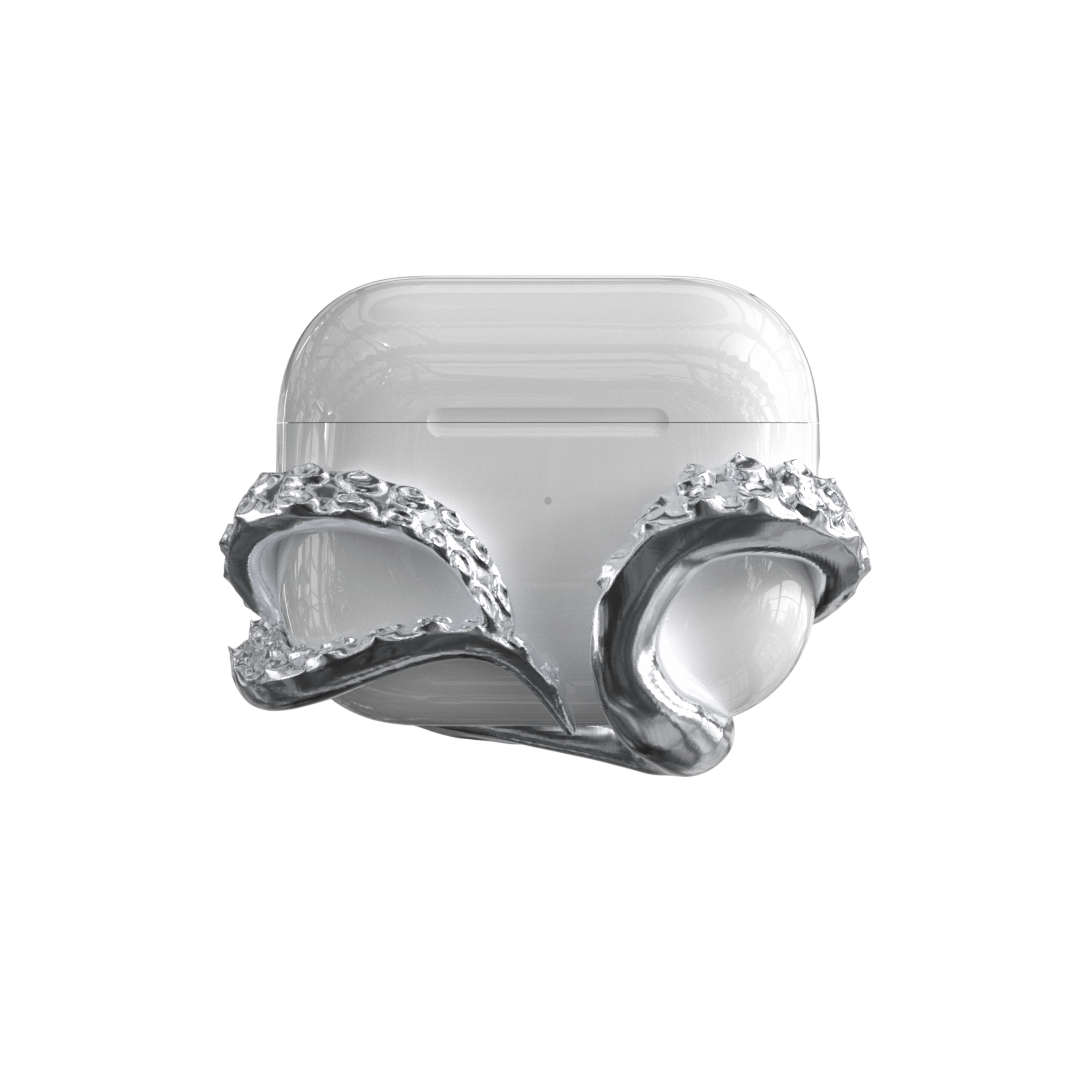 airpods cover, octopus, silver, xtended identity, 3D printing