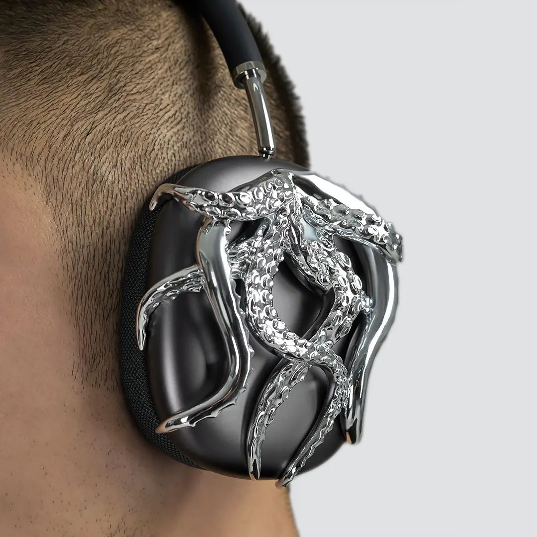 airpods cover, airpods max cover, octopus, silver, black, xtended identity, 3D printing