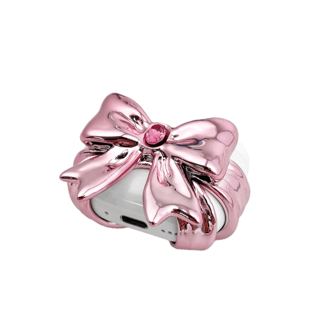 XTENDED iDENTiTY PiNK BOW Airpods カバー ピンクのリボンジュエル AirPods ケース | シックで保護力のある
