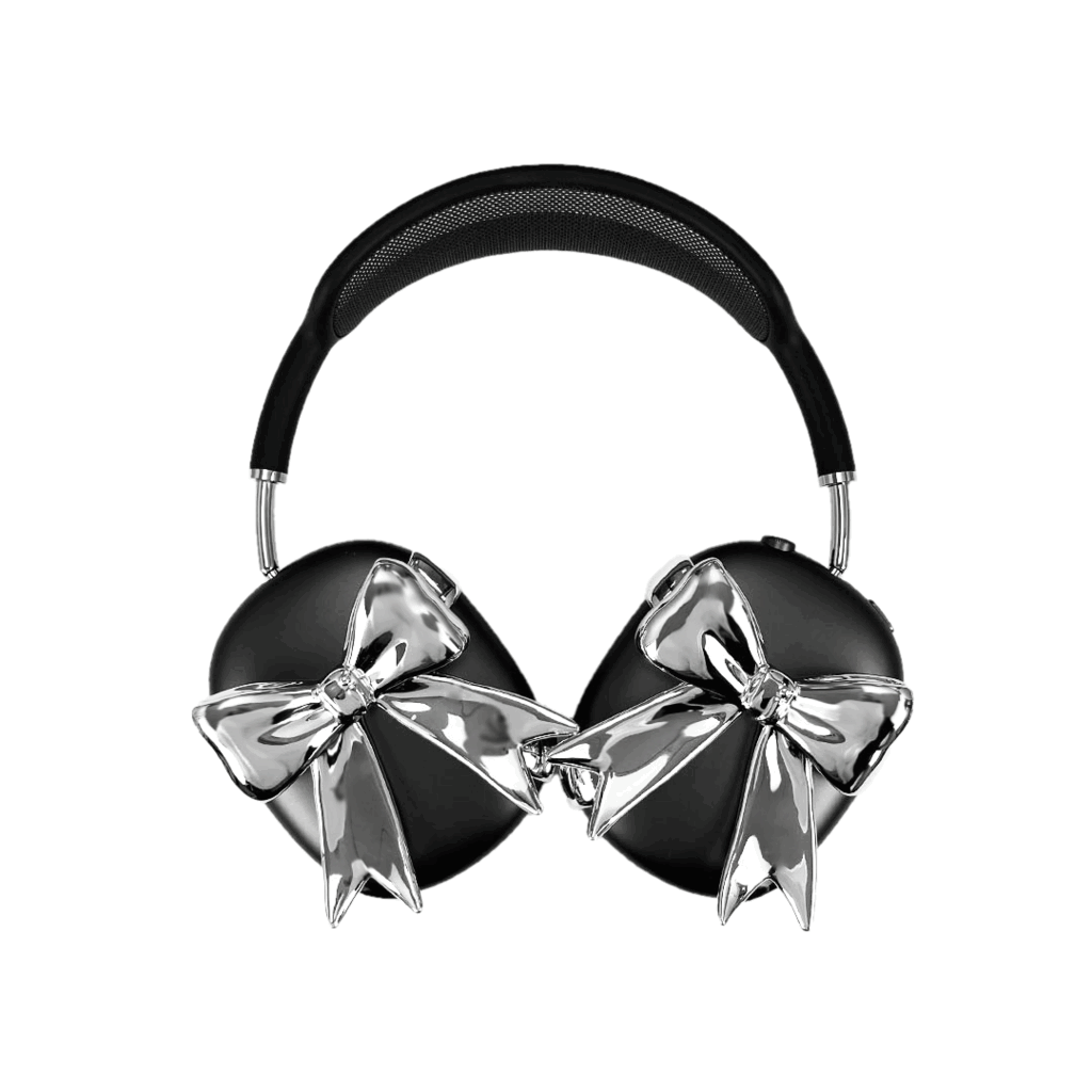 airpods cover, airpods max cover, ribbon, silver, xtended identity