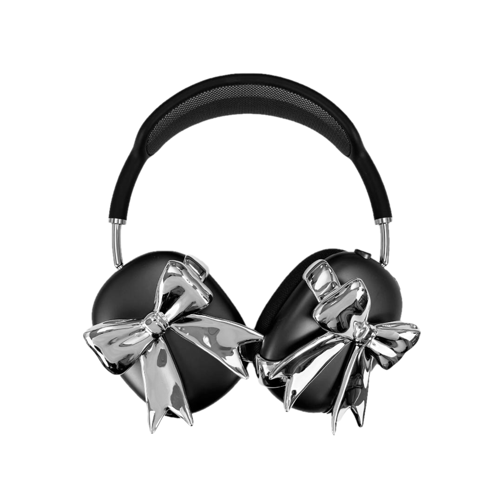 airpods cover, airpods max cover, ribbon, silver, xtended identity