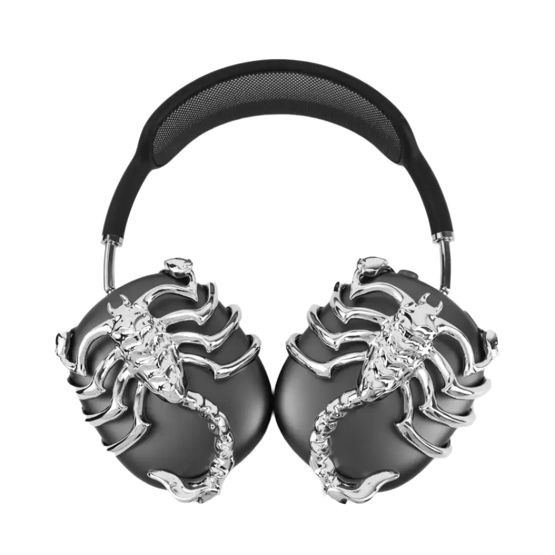 airpods cover, airpods max cover, scorpion, silver, xtended identity