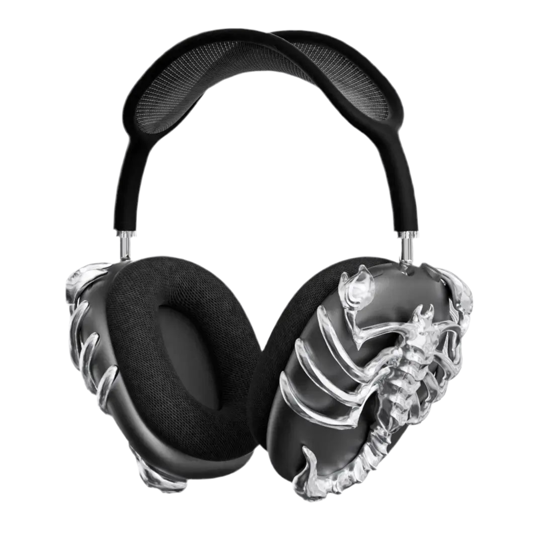 airpods cover, airpods max cover, scorpion, silver, xtended identity