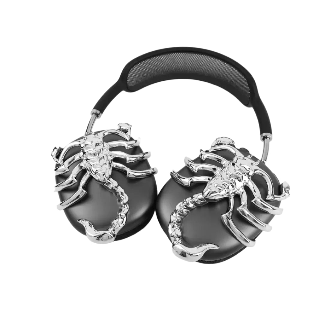 airpods cover, airpods max cover, scorpion, silver, xtended identity