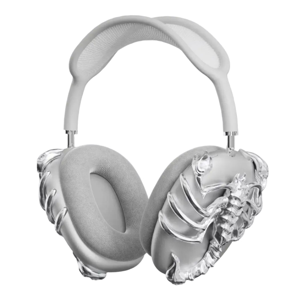 airpods cover, airpods max cover, scorpion, silver, xtended identity