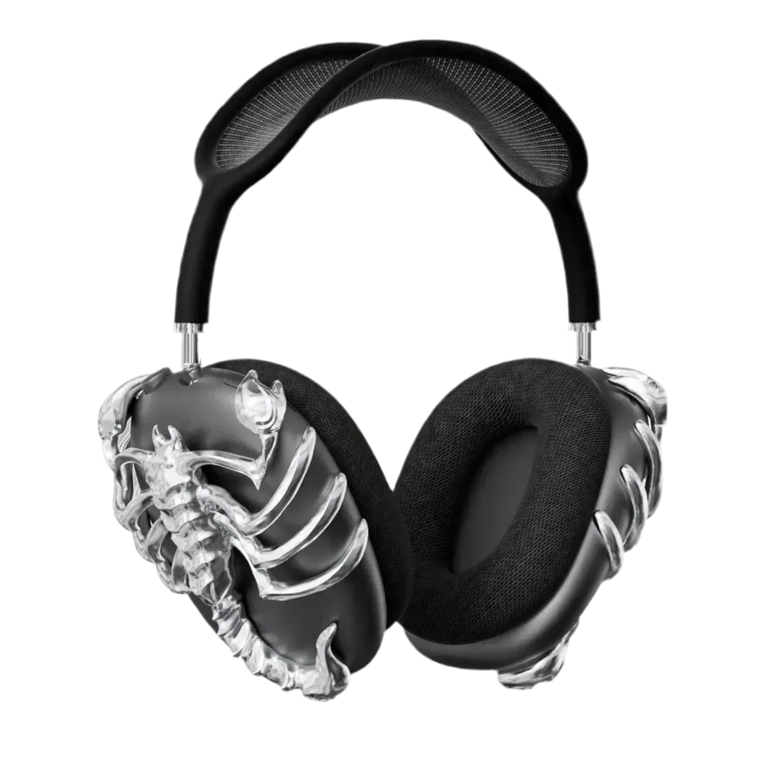 airpods cover, airpods max cover, scorpion, silver, xtended identity