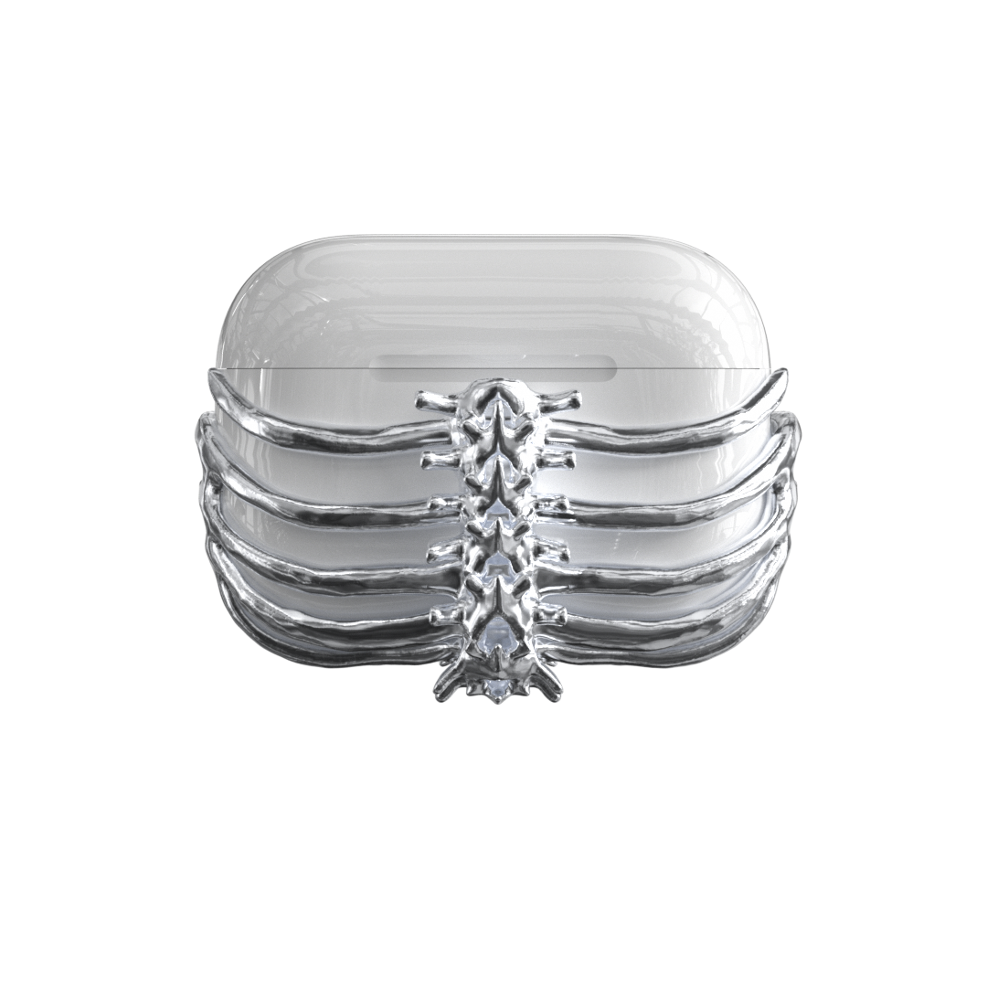 airpods cover, skeleton, silver, xtended identity