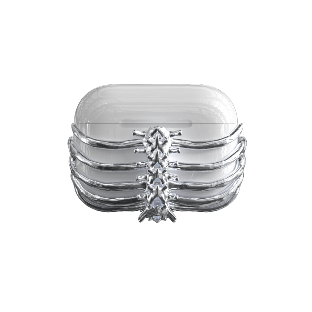 airpods cover, skeleton, silver, xtended identity
